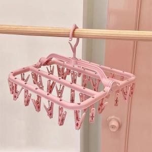 Multiple Clips Rotatable Foldable Clothes Hanger 32 Clips