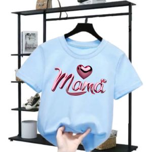 Kaos Oblong Anak Cewek Motif Love Mama Kaos Distro Cewek Lengan Pendek 2-12 Tahun