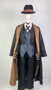 Bungou Stray Dogs Men Nakahara Chuuya Anime Cosplay Costume Hat Glove Jacket Pants Full Set Halloween Clothing