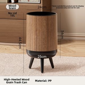 HOUGOUXIANG | Simple Wood Style Large Capacity Trash Bin