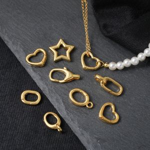 18K Gold Plated Copper Button Tail Buckle Hidden Line DIY Handmade Beading Material Bracelet Accessories Simple Basic Versatile