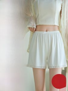 miiow | Womens Ice Silk Safety Pants Summer New Loose Home Shorts Underwear Lace Design Comfortable Elastic Waist Sleepwear Pants