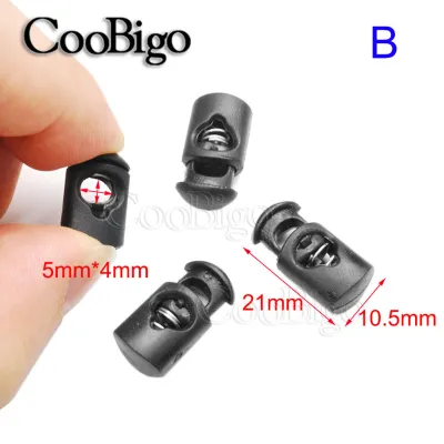 50pcs Plastic Cord Lock Stopper Spring Toggle Clip Clamp for Paracord Drawstring Rope Lanyard Shoelace Clothes Black Single Hole