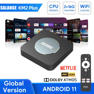 Salange Mecool KM2 Plus Android 11.0 TV Box Amlogic S905X4 Dolby Audio 4K HDR 2.4G&5G Wifi Bluetooth 2GB 16GB Smart Media Player Support Set Top Box