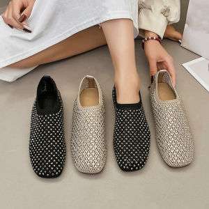 DIANCHA | Lace Cutout Sparkle Flat Single Shoes