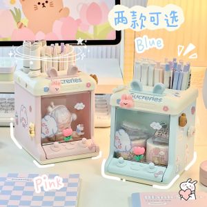 Cute Doll Machine Pen Holder Creative Desktop Organizer Box Office Practical Decorations Children Girls Stationery Box