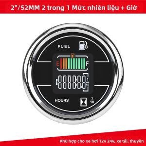 RYSJM | Đồng Hồ Đo Mức Nhiên Liệu LED Kép Tùy Chỉnh Cho Ô Tô Xe Máy 12V 24V 2 52mm Đồng Hồ Đo Giờ Điện Tử Kỹ Thuật Số Đồng Hồ Đo Tự Động