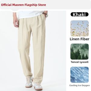 MiiOW | Tencel Rayon Linen Feel Straight Loose Summer Thin Mens Pants