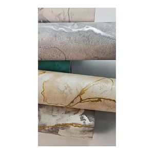 Wallpaper Sticker Dinding Wallpaper Motif Marmer Kombinasi Krem Gold Panjang 8 Meter x Lebar 45cm