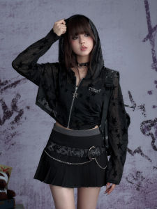 SagiDolls Millennial Cool Black Hoodie Jacket Breathable Star Print Sun Protection Sweatshirt Outerwear for Young Girls