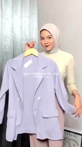 Blazer Wanita Kantor Formal Outer Casual Nyaman Outfit Korea Full Kancing