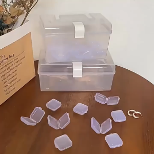 30Pcs Mini Square Storage Box Transparent Plastic Box Small Case for Pill Jewelry Earplug Beads Storage Container