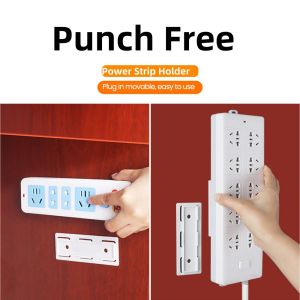Self-Adhesive Power Strip Holder Desktop Socket Fixer Hanging Power Wall-hanging Plug Fixer Removable Storage Holders 1/2/4PCS