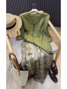 New Chinese Style Fashionable Zen Inspired Womens Skirt Set Summer Collection Polyester Blend Material Online Exclusive