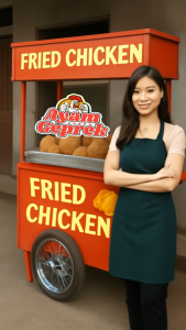STIKER KACA GEROBAK TULISAN AYAM GEPREK Sticker Makanan Fried Chicken Ukuran Stiker 23X30Cm 31X47Cm 15X30Cm - Lazada