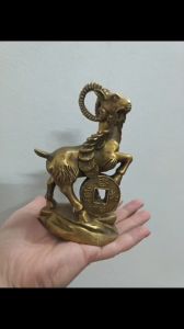 Tượng Con Dê Nam Dương Bằng Đồng Vàng - Tượng Dê Đồng Phong Thủy Tài Lộc Cỡ Lớn 17cm