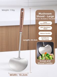 High-Quality 304 Stainless Steel Cooking Spatula Wooden Handle For Iron Pans