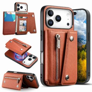 Detachable For Magsafe Magnetic Card Holder Zipper Wallet Phone Case for iPhone 17 Pro Max Air 17e 16 16e 15 14 Plus 13 12 11