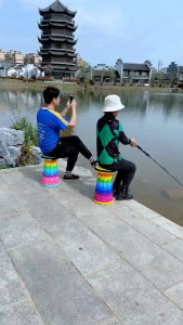 Folding Stool Heavy Duty Collapsible Telescoping Stool with Load Capacity 400lbs Portable Retractable Stool for Camping Fishing