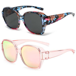 Polarized Sunglasses Fit Over Glasses for Women 2 Pack UV400 Protection Square Shades Extra Large Sun Glasses
