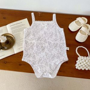 INS Floral Strap Onesie Summer Sleeveless Vest Garments Thin Bodysuit Newborn Baby Romper Clothes