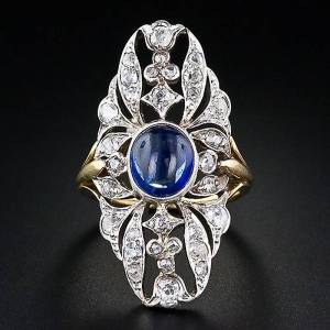 Huitan Geometric Women Ring Two Tone with Blue Stone Vintage Party Daily Luxury Finger Accessories Jewelry Inlaid Bright CZ