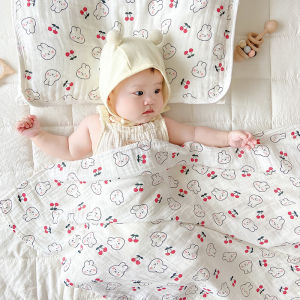 Thin Double Layer Bamboo Cotton Muslin Towel Baby Bath Towel Cloud Piece Pillow Childrens Bath Cloth Bamboo Rayon Fabric