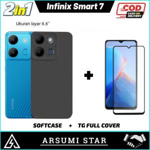 Promo Paket Murah 2in1 Case Infinix Smart 7 Camera Softcase Slim Black Matte Case Liquit + Tg Anti Gores Ceramic Matte Anti Spy