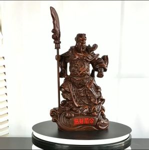 เทพเจ้ากวนอู วัสดุเรซินลายไม้ เสริมฮวงจุ้ย ปางประทานทรัพย์ และ ความมั่งคั่ง สําหรับตกแต่งบ้าน