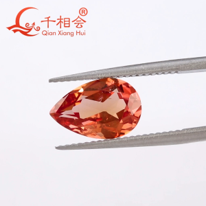 Pear Shape Natural Cut Lab Grown Sapphire Padma color with Visible Inclusions for DIY Jewelry Accessories Jewelry Making