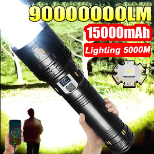 90000000LM Super Powerful LED Flashlights Rechargeable Torch Light Zoom 5000M Strong Light Tactical Flashlight Camping Lantern