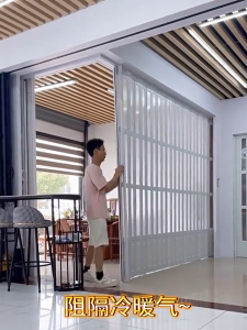 Kitchen Partition Semi-transparent sliding door PVC Folding Divider Bathroom Sliding Door