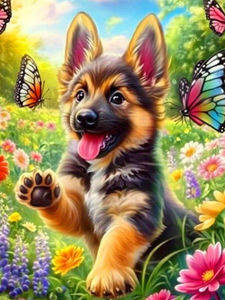 Huacan New Arrivals Diamond Painting Dog Flower Diamond Mosaic Animal Art Decorative Paintings