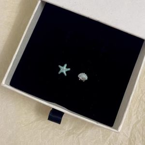 925 Silver Needle Star Shell Earrings Womens Summer Beach Vacation Style Elegant Feeling Ear Jewelry Alloy Plated Silver