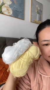 ไหมถักโครเชต์ ไหมพรม คอตตอนนม 4 ply แท้ ไหมเนื้อเนียนนุ่มไม่ระคาย เส้นด้ายฝ้ายนมหวี4เส้น เส้นด้าย DIY