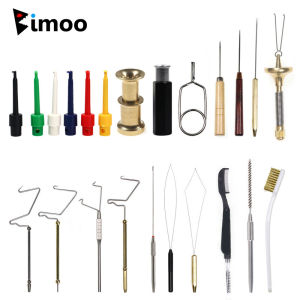 Bimoo Hackle Pliers Feather Clip Whip Finisher Dubbing Brush Bobbin Threader Trash Tray Comb Fishing Lures Nymph Fly Tying Tool