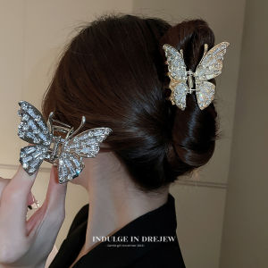 Butterfly Hair Claw Womens Large Size Shark Clamp Headwear Stylish Retro Chinese Style Alloy Hair Accessories for Summer