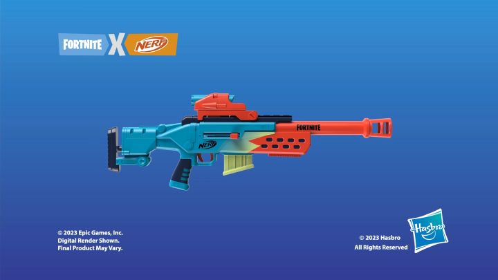 Nerf Fortnite Storm Scout Blaster, Nerf Scope, 6-Dart Clip, 6 Elite Nerf Darts, Bolt Action