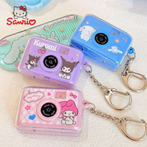 Sanrio Kuromi Cinnamoroll Glowing small camera keychain Kawaii Melody Pochacco Key Ring Camera Christmas Halloween Girl Gifts