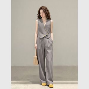 Old Money Style Gray Suit Set
