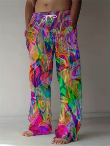 2026 Summer Fashion Personalized Colorful Poster Design Pattern 3D Printing Mens and Womens Casual Loose Pants Large Size