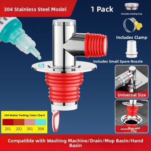 MONLEYTA | German Washing Machine Drain Pipe Triple Head Sealed Plug Kitchen Odor Prevention Sewer Pipe ABS Material Sanitary Fitting