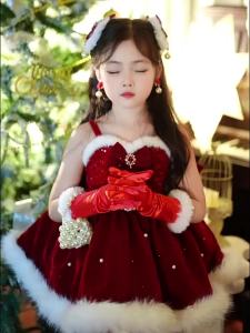 Princess Dress Childrens Christmas Wear Clothing and Dress Red New Year Battle Gown New Year Clothes
