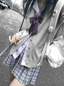 Original Grey Purple Plaid Skirt JK Uniform Half-length Womens Skirt School Style Pleated Skirt City Commute Daily Wear