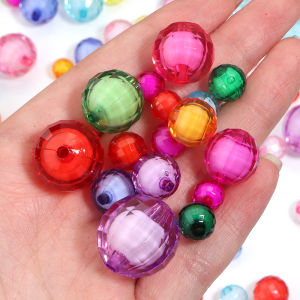 20-100pcs/Lot 8-20mm Faceted Acrylic Bead in Beads Round Loose Spacer Beads For Jewelry Making DIY Bracelet Necklace Accessories