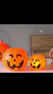 Halloween Candy Bucket Portable Pumpkin Bucket Kids Favor Trick Or Treat Bucket Halloween Party Decoration Supplies