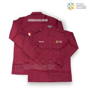 Kemeja BKKBN KEMENDUNGBANGGA Lengan Panjang Full Bordir Bahan american drill