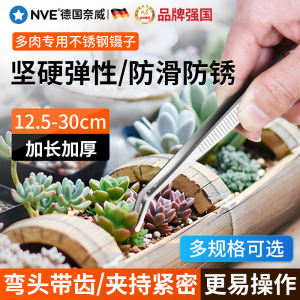 Succulent Tweezers Stainless Steel Gardening Tools High Precision 304 Pointed Elbow Small Tweezers Special Long Tang for Flower Planting
