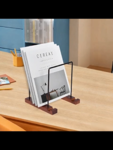 1Pc Tabletop Wooden Vinyl Record Holder Stand LP Album Storage & Display Rack