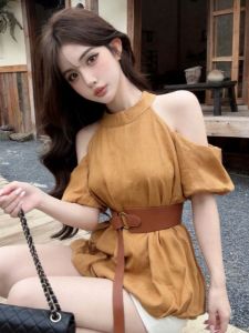 GUZILIAN | Stylish Slimming Off-Shoulder Waist-Hugging Versatile Blouse for Women